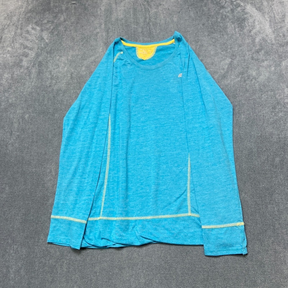 Marika Tech Dry Wik Top Womens XL Blue Logo Raglan Long Sleeve Tee Performance